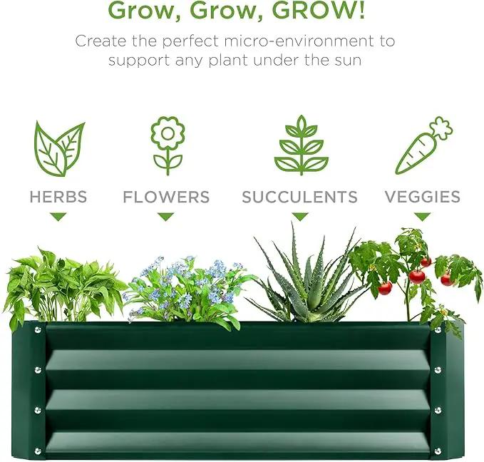 Best Choice Products 6x3x1ft Outdoor Metal Raised Garden Bed Box Vegetable Planter for Vegetables, Flowers, Herbs, and Succulents - Dark Green by GreenHaven Gardens