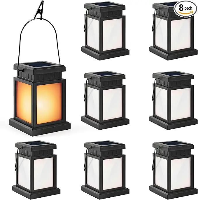 GIGALUMI Solar Lanterns Outdoor Waterproof, 8 Pack Hanging Solar Lanterns for Outside, Flame Effect Outdoor Lights for Pathway, Garden, Patio, Lawn, Porch, Gazebo, Tent, Tree, Yard(Flickering Lights) by GreenHaven Gardens