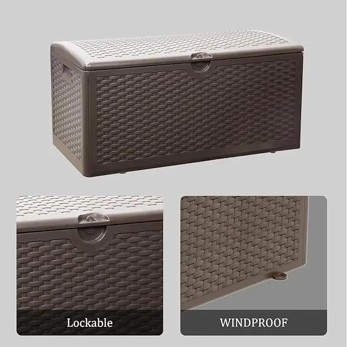 80 Gallon Pro Outdoor Storage Box Waterproof Lockable Resin Deck Box Large, Patio Storage Bin for Pool Accessories Cushion Furniture, Garden Tools, UV-Resistant Outside Delivery Brown by GreenHaven Gardens