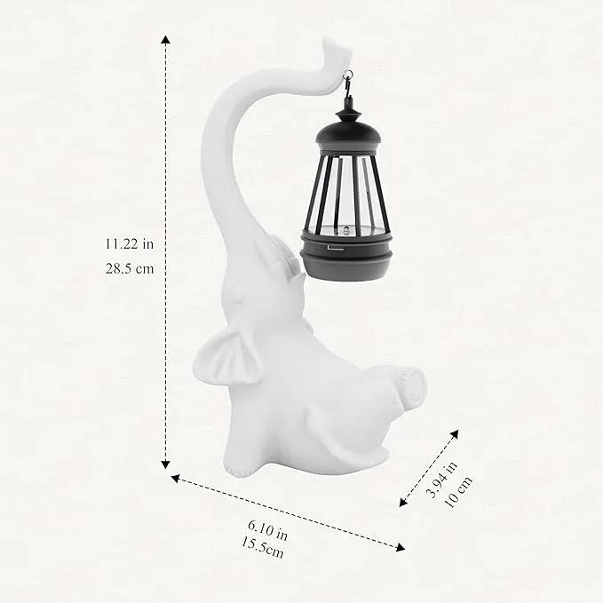Statue Decoration, Figurine, Lawn Statue, Sculpture Ornament, Animal Figurine - Elephant Resin Statue with Lantern (Face Upward) by GreenHaven Gardens
