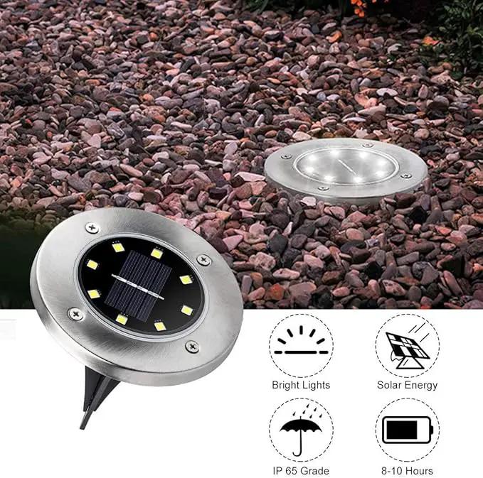 ZGWJ Solar Ground Lights,8 LED Disk Lights Upgraded Outdoor Garden Lights Landscape Lights for Lawn Pathway Yard Deck Patio Walkway White, 8 Pack by GreenHaven Gardens
