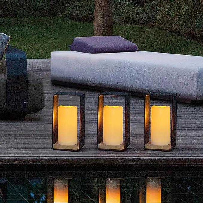 Waterproof Flameless Remote Control Candles 2PACK(D3''*H5.5'')Battery Operated Flickering LED Pillar Candle,plastic with 10-Key 24Hours Timer for Outdoor/Indoor Party Garden Lanterns Porch Ivory by GreenHaven Gardens