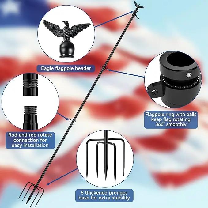 ZMTECH 10 FT Flag Pole Kit in Ground with 5 Pronges Base, Heavy Duty Flag Pole Holder with Metal Eagle Topper for Outside House & Yard Outdoor Garden Decor Residential Commerical(1 Pack,Without Flag) by GreenHaven Gardens