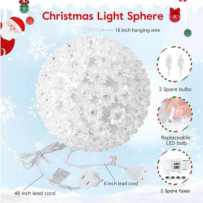 Christmas Hanging Starlight Sphere Light, 7.5” 100 Replaceable LED Bulbs with Add-On Plug, LED Sphere Lights for Trees Party Wedding Patio Indoor Outdoor Decorations, Warm White by GreenHaven Gardens