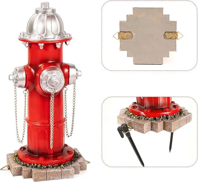 Fake Fire Hydrant for Dogs to Peed on, Dog Fire Hydrant Pee Post, 14.5" Backyard Decor Outdoor Statues Firefighter Gifts for Men (with Base Design) by GreenHaven Gardens