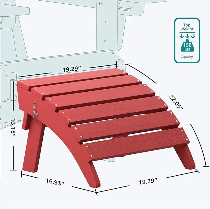 SERWALL Folding Adirondack Chair Footstools Set of 2, Adirondack Ottomans Without Assembly, Red by GreenHaven Gardens