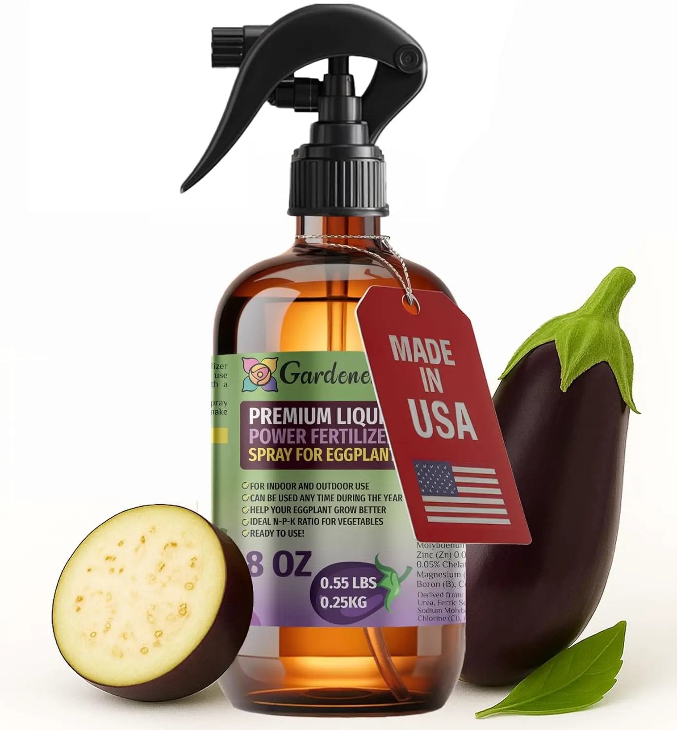 Liquid Power Eggplant Fertilizer Spray – Ready-to-Use Liquid Plant Food Mist for Eggplant – Premixed, Easy Application – Fast-Acting Formula for Growth, Roots & Yield – Indoor & Outdoor Use – 8 oz by GreenHaven Gardens