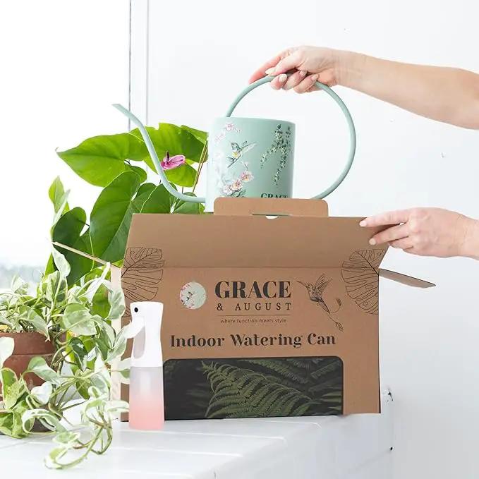 Watering Can for Indoor House Plants - Cute Decorative Metal Gardening Small Water Can for Houseplants & Flowers with Long Spout - 1.5L 51floz 0.4 Gallon (Hummingbird Sage) by GreenHaven Gardens