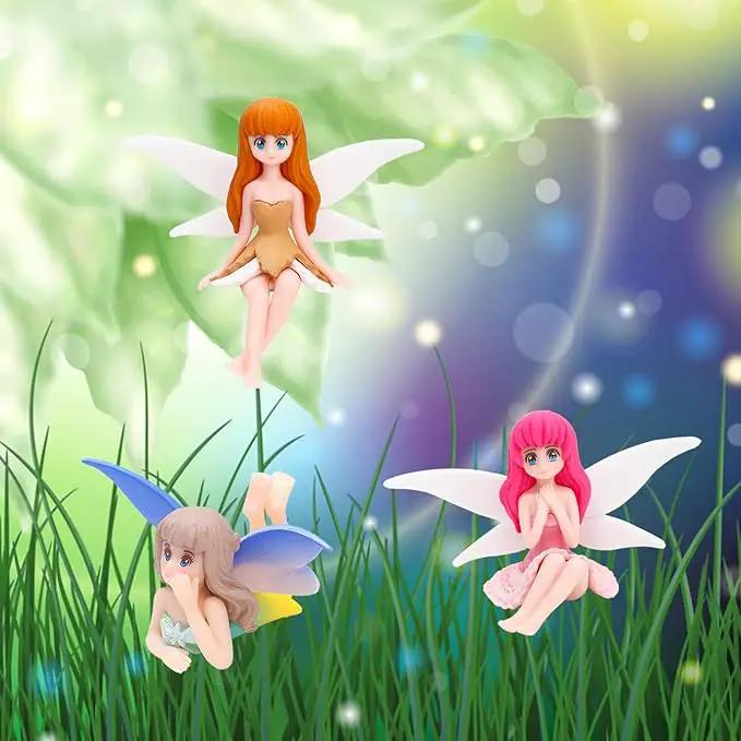 ONEST 5 Pieces Miniature Fairy Garden Accessories Small Fairy Figurines Hand Painted Fairy Figures Girl Fly Wing Figurines for Car Decor Fairy Garden Flower Pot Birthday Cake Topper by GreenHaven Gardens