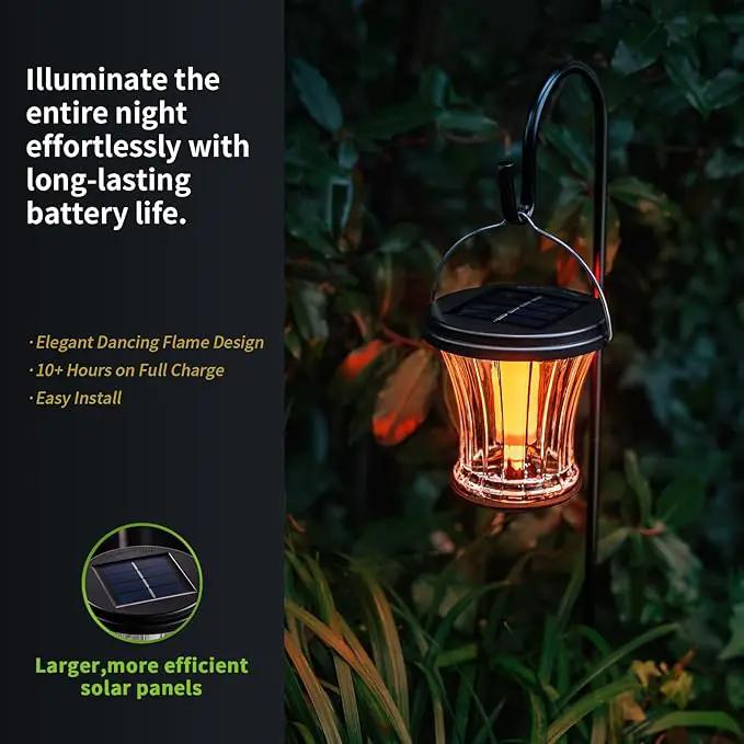 Glass Solar Lantern Outdoor Lights Waterproof, Flickering Flame Solar Lights with Modular Design, Auto On/Off Decorative Hanging Lanterns for Patio Garden Pathway Camping Deck Yard (4 Pack) by GreenHaven Gardens