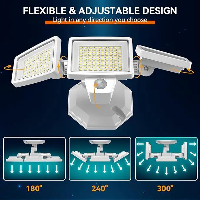 65W LED Flood Light Outdoor, 6500LM, Waterproof, 6500K Motion Sensor Flood Lights Outdoor with Adjustable 3 Head Detected Floodlight for Outside Entryway Garage, Yard, Porch, White, 2 Pack by GreenHaven Gardens