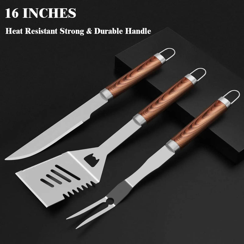 ROMANTICIST 25pcs Extra Thick BBQ Grill Accessories, Fathers Day Grilling Gifts Set for Men Dad, Heavy Duty Grill Tools Utensils Kit with Spatula, Tongs in Aluminum Case for Birthday Brown by GreenHaven Gardens