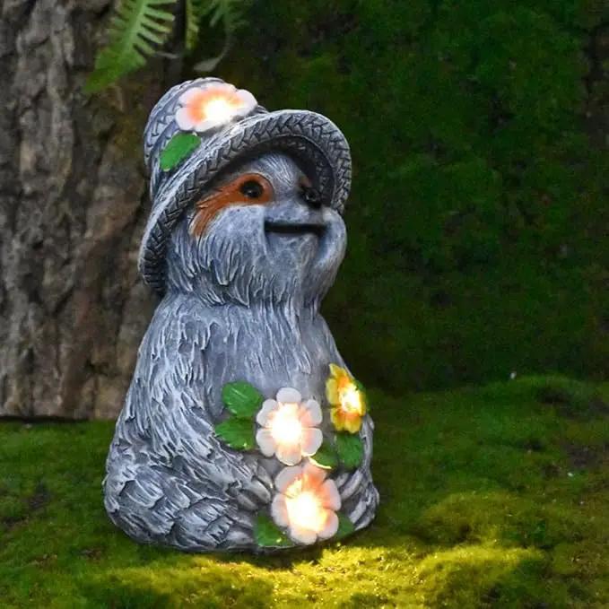 Solar Garden Outdoor Statues Adorable Sloth Figurine Lights with 4 LEDs, Ideal Garden Decor for Lawn, Patio, Balcony and Yard. Exquisite Lawn Ornament and Unique Gifts for Mom and Grandma by GreenHaven Gardens
