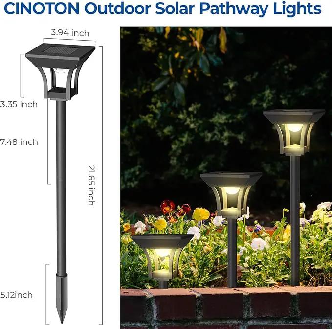 CINOTON 6 Pack RGBCW Solar Pathway Outdoor Lights, 3 Lighting Modes Solar LED Garden Light, IP65 Waterproof Outside Solar Powered Landscape Lighting for Patio Walkway Yard Driveway RGB/Warm/Cold White by GreenHaven Gardens