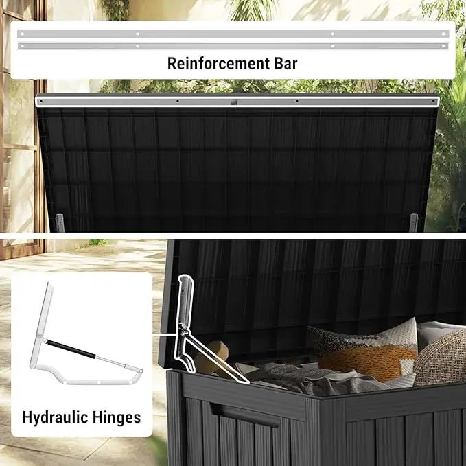 Mars Villa 180 Gallon Outdoor Storage Box Waterproof, Extra Large Resin Deck Box, Outside Storage Bin for Patio Furniture Cushions, Pool Supplies, Sports Gear, UV Resistant and Weatherproof, Black by GreenHaven Gardens