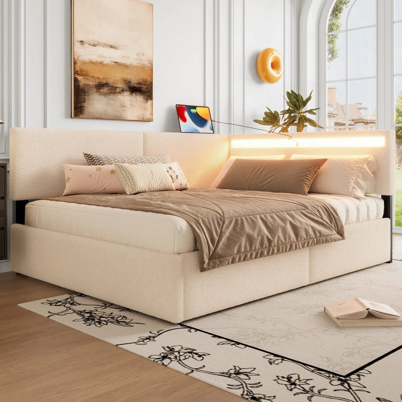 Full Size Upholstered Cloud Bed Frame with Headboard by HouseOfZazla