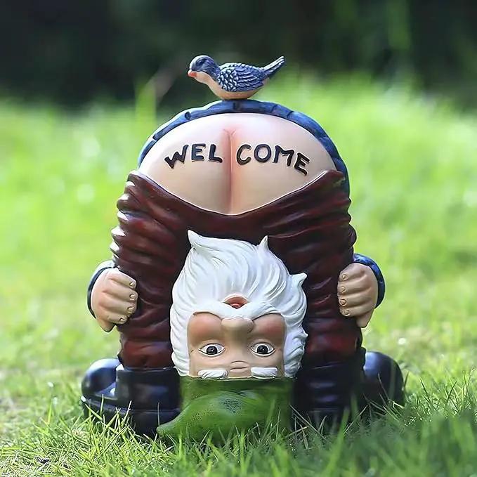 Garden Gnomes Outdoor Funny Welcome Gnomes Outdoor Statue Garden Gnome Figurine for Lawn Patio Yard Decoration Christmas Garden Gifts by GreenHaven Gardens