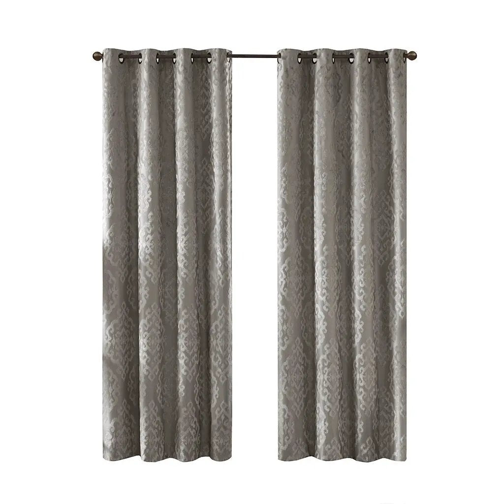 Knitted Jacquard Damask Total Blackout Grommet Curtain Panel by HouseOfZazla