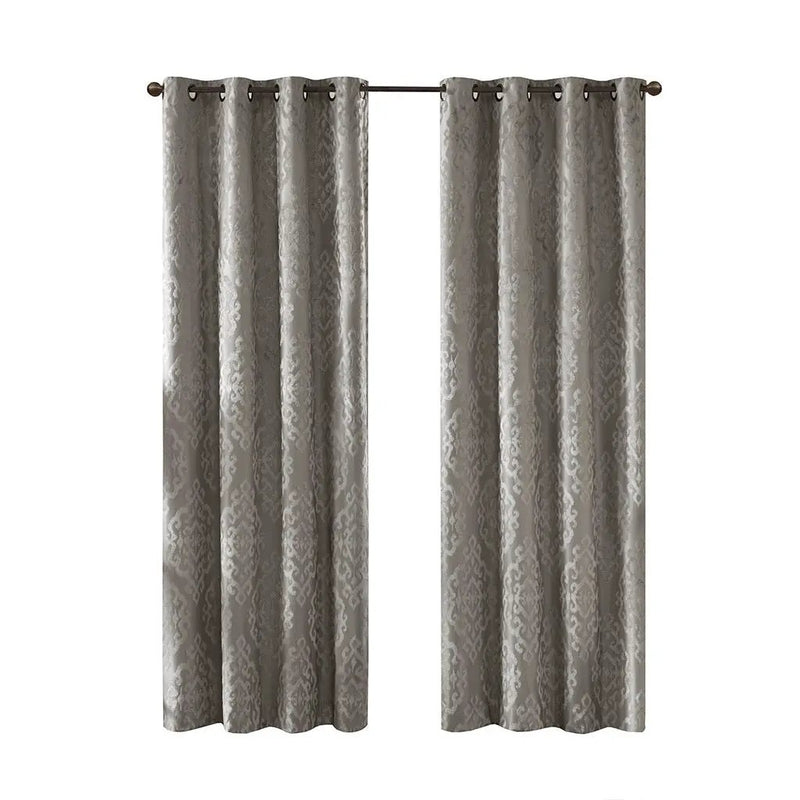 Knitted Jacquard Damask Total Blackout Grommet Curtain Panel by HouseOfZazla