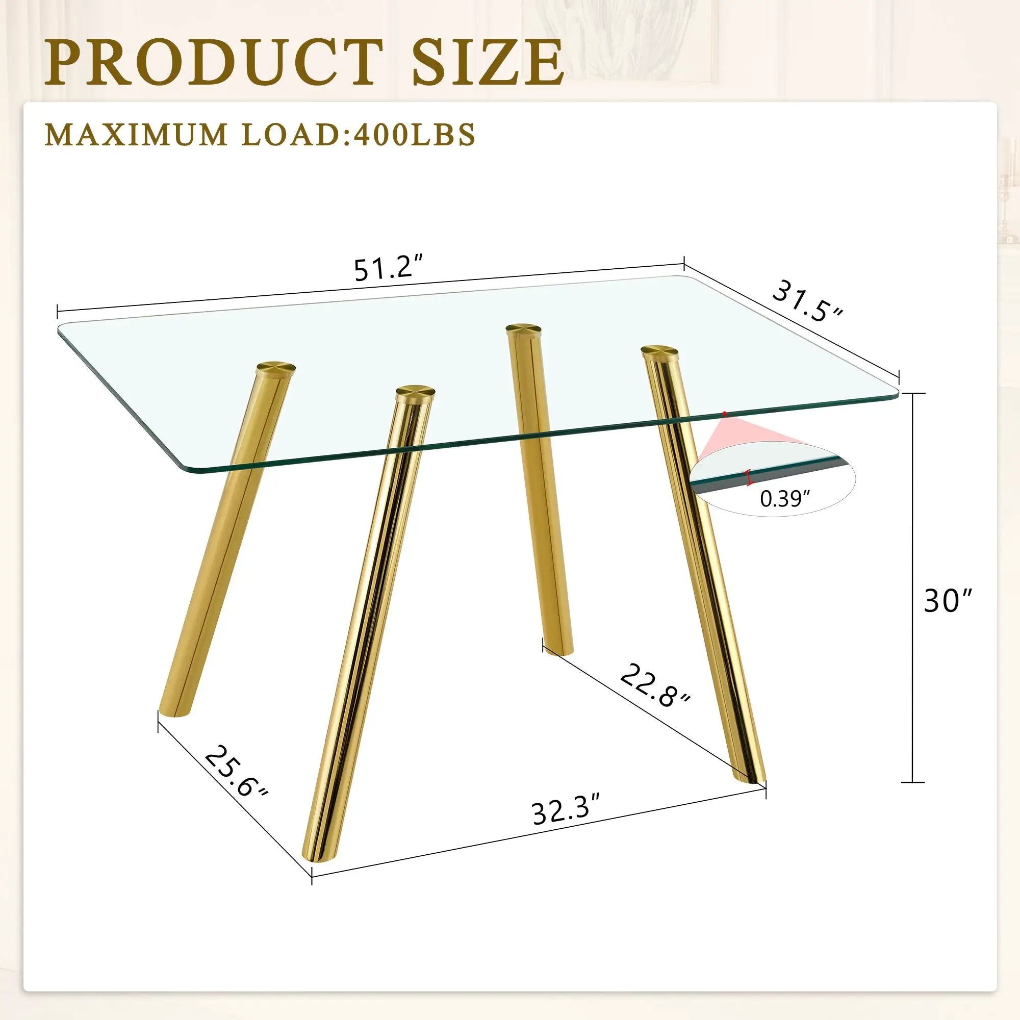 Rectangular Design Dining Table - Gold by HouseOfZazla
