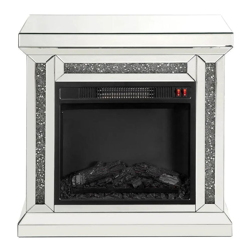 Noralie - 29" Fireplace - Mirrored & Faux Diamonds by Unique Piece Furniture
