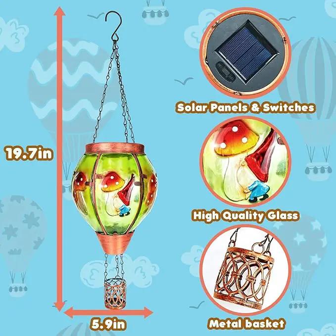 Solar Hot Air Balloon Lantern with Flame， Outdoor Solar Lanterns for Outside Garden Yard Farmhouse Patio Pathway Decoration, Gifts for Women Grandma Mom - Style A by GreenHaven Gardens