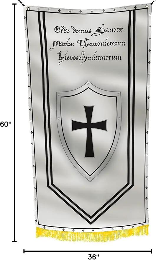 The Order of Brother of the German House of Saint Mary Jerusalem Teutonic Order 3x5" Flag Banner- Religious & Military Nature, Teutonic State in Prussia, Christian Humanitarian & Cultural Organization by GreenHaven Gardens