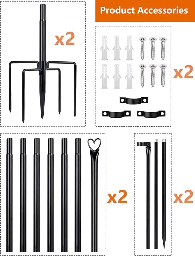 LOPANNY String Light Poles - 2 Pack 9.8 FT for Outside Hanging - Backyard, Garden, Patio, Deck Lighting Stand for Outdoor Parties, Wedding by GreenHaven Gardens