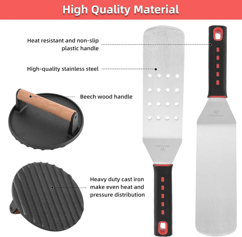 Griddle Accessories Kit, 28 Pcs Flat Top Grill Accessories Set for Blackstone, Professional Grill BBQ Spatula Set with Basting Cover, Spatula, Scraper, Bottle, Tongs, Egg Ring by GreenHaven Gardens