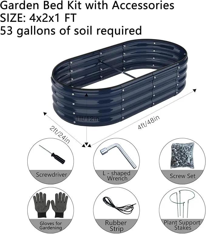 Raised Garden Beds Outdoor Galvanized Planter Raised Garden Bed 4x2x1ft Flower Garden Bed by GreenHaven Gardens