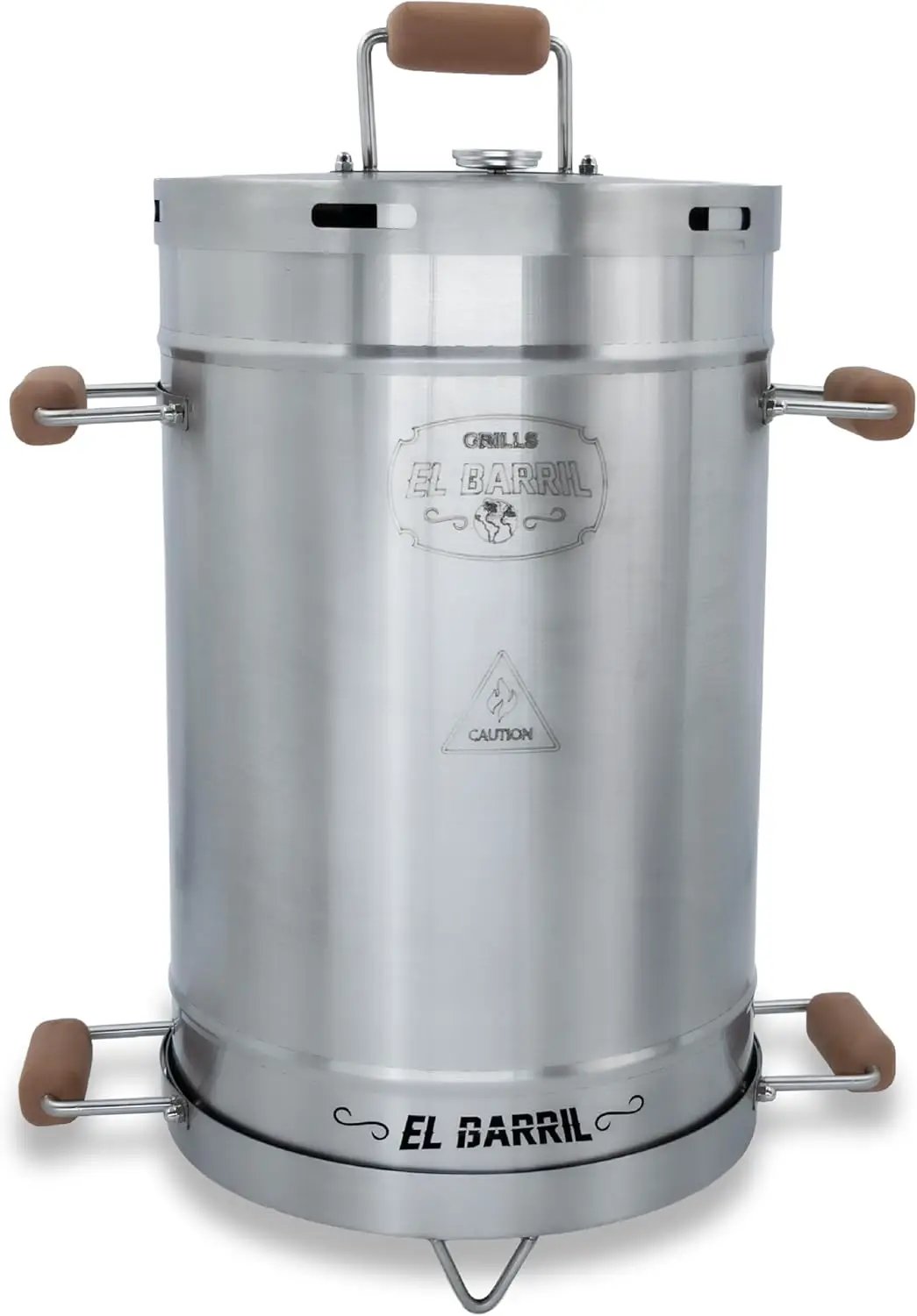 El Barril Lite Medium Barrel Smoker Grill, Stainless Steel 430, 30 lb Capacity, 12 Meat Hooks, Upper Grill and Handler, Portable Charcoal BBQ (Lite 30LBS Medium) by GreenHaven Gardens