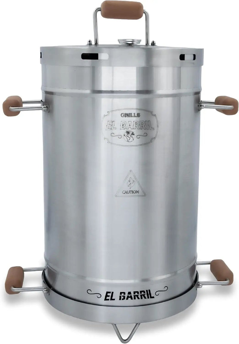 El Barril Lite Medium Barrel Smoker Grill, Stainless Steel 430, 30 lb Capacity, 12 Meat Hooks, Upper Grill and Handler, Portable Charcoal BBQ (Lite 30LBS Medium) by GreenHaven Gardens