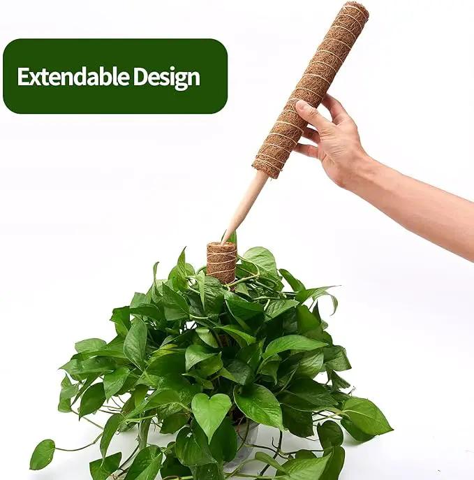 6 Pcs Moss Pole Extending to 68 Inches for Plants Monstera, Plant Support Stakes for Indoor Climbing Plants Grow Upwards, with 65ft Twist Ties, 13ft Jute Rope, 6.5ft Hook-and-Loop Strip by GreenHaven Gardens
