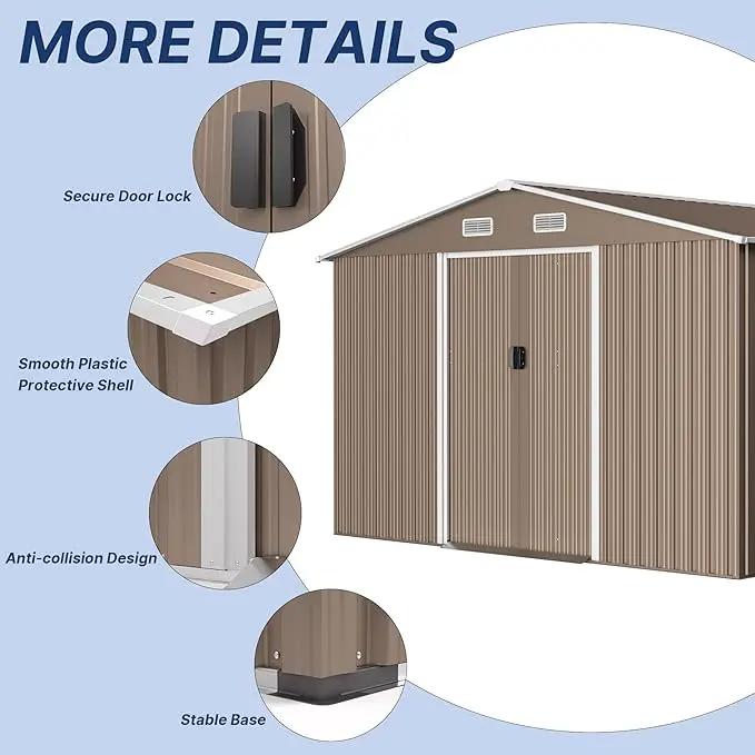 10FT x 8FT Metal Outdoor Storage Shed,Garden Sheds & Outdoor Storage w/Lockable Sliding Doors & Air Vent,Metal Shed for Backyard,Garden,Patio,Lawn by GreenHaven Gardens