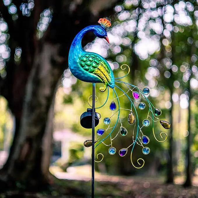VEWOGARDEN Metal Peacock Solar Garden Lights Stakes - Waterproof Landscape Path Lights for Outdoor Patio Lawn Yard Decorations (38"*14"*2.5")Outdoor by GreenHaven Gardens