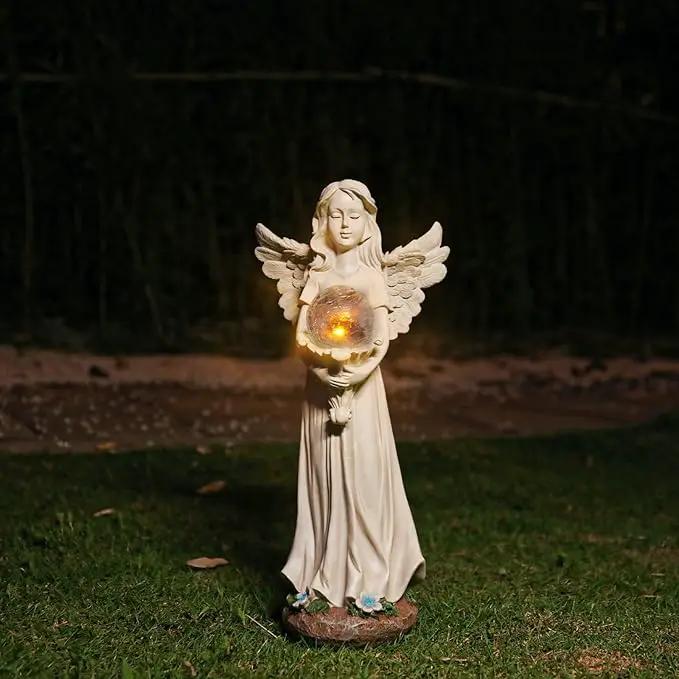 Angel Statue for Garden - 16.3 inches Guardian Solar Garden Statue, Gardening Gifts for Mom Grandma Lawn Ornaments Figurines for Outdoor Decor by GreenHaven Gardens