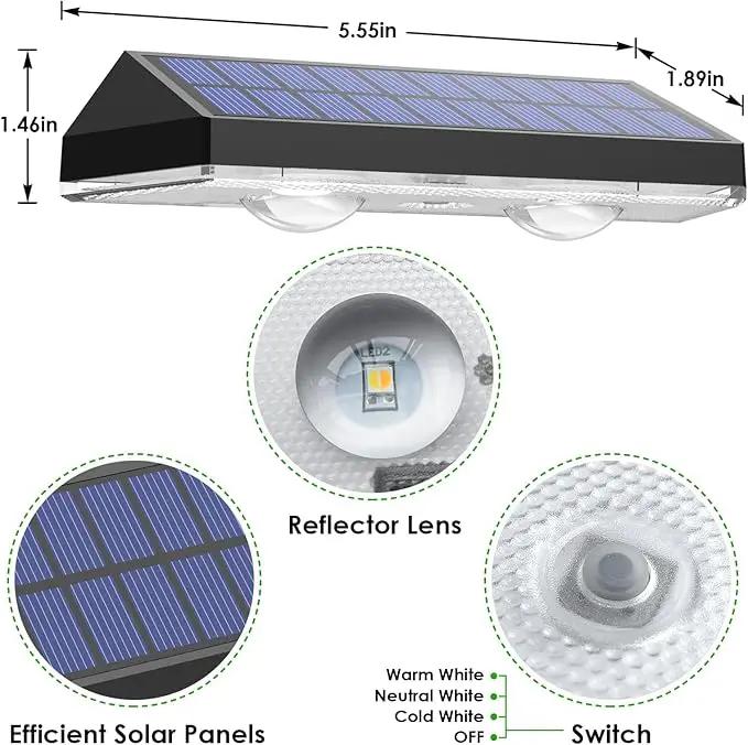 Solar Fence Lights Outdoor - 2700/4000/6000K 3 Mode, IP65 Waterproof Fence Solar Lights Outdoor, Fence Light Solar Powered for Outside, Backyard/Railing/Step/Patio/Stair Railings and Wall (8 pack) by GreenHaven Gardens