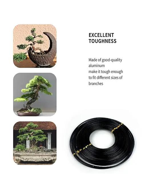 Bonsai Wire, 6 Sizes of 1mm, 1.5mm, 2mm, 2.5mm, 3mm, 4mm Black Aluminum Wire, Total 152 Feet Bonsai Tool Kit, 300 Grams Bonsai Tree Wire for Bonzai Trees Indoor by MoHern by GreenHaven Gardens