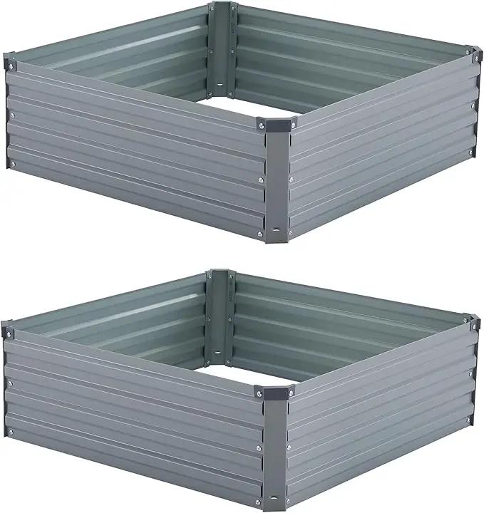 4x3x1ft(2 Pack) Galvanized Raised Garden Bed,Outdoor Planter Box Metal Patio Kit Planting Bed for Vegetables Flowers Herb,Grey by GreenHaven Gardens