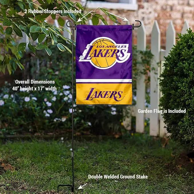 WinCraft Los Angeles Lakers Garden Flag and Pole Stand Holder by GreenHaven Gardens