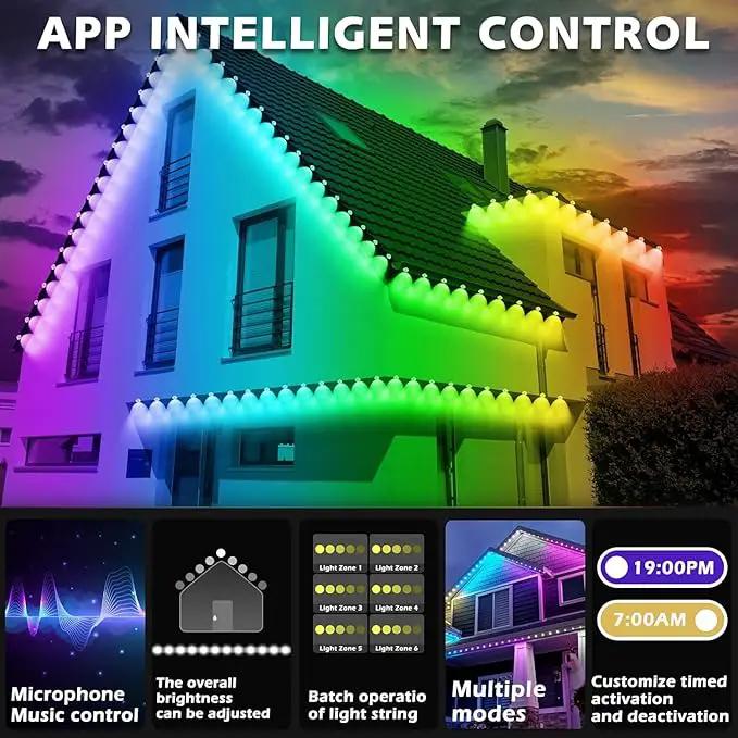 500FT Permanent Outdoor RGB Lights,IP67 Waterproof Smart LED Eaves Lights with App/Remote Control,for Christmas and All Holiday Decor,Daily and Accent Lighting,House Roof and Garden Lighting by GreenHaven Gardens