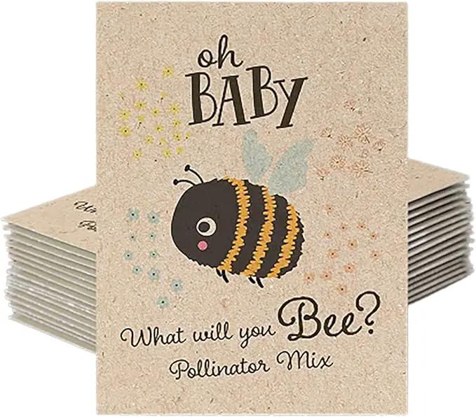 Bentley Oh Baby Wildflower Packets, Bouquet Non-GMO Flowers, What Will You Bee Shower Favors for Guests, 25 Party Favor Seed Packets by GreenHaven Gardens