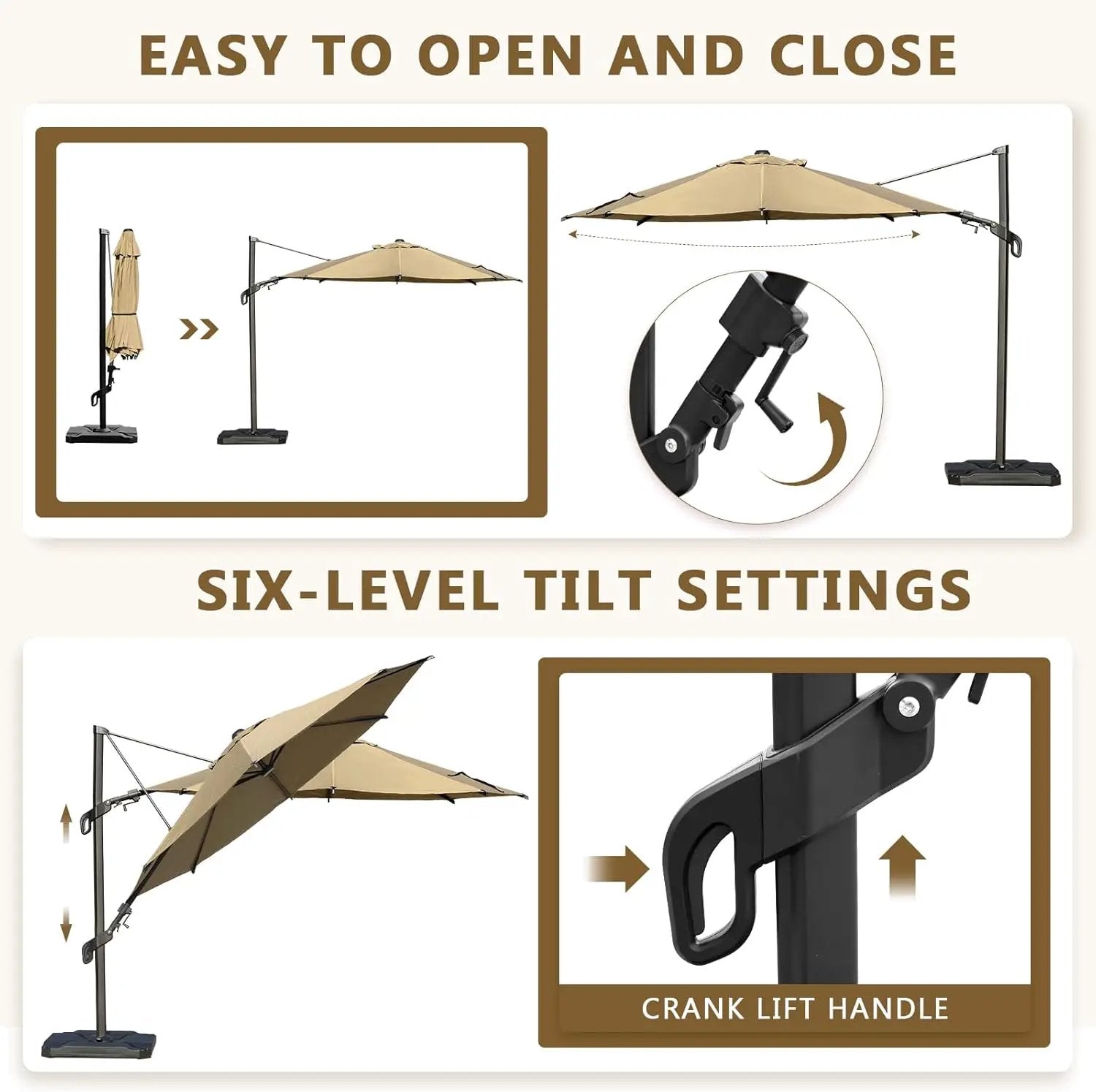 Abba Patio 10FT Vienna Offset Patio Umbrella Outdoor Cantilever Umbrella with 360° Rotation Design and Easy Tilt Adjustment UV 50+ Protection 8 Ribs for Backyard Garden Deck Pool Patio, Brown by GreenHaven Gardens