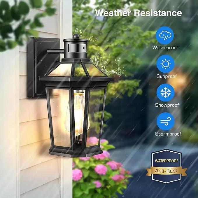 VIANIS Black 2 Pack Outdoor Lights for House, Dusk to Dawn Porch Light Lantern, Exterior Lighting for House Wall Mount, Motion Sensor Light Outside for Garage, Brightness Distance Adjustable by GreenHaven Gardens
