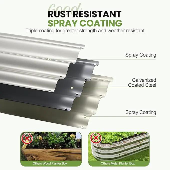 G GOOD GAIN Round Raised Garden Bed - 3Pcs 2x2x1ft Galvanized Steel Planter Boxes Outdoor with Rubber Edge Trim | Metal Raised Beds for Gardening Vegetables Flowers Fruits Herbs (White) by GreenHaven Gardens