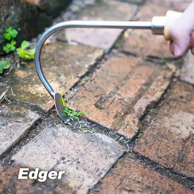 Berry&Bird Weed Puller Tool, Crack Weeder Cultivator Garden Hand Tools, Durable Curved Head Hook & Wooden Handle, Garden Digging, Edging, Planting Remover Tool for Patio Lawn Yard Moss Terrace Paving by GreenHaven Gardens