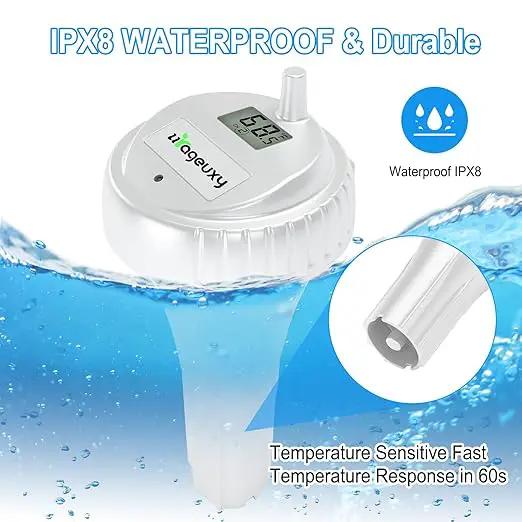 Urageuxy Pool Thermometer, Digital Wireless Water Thermometer Floating Easy Read, IPX8 Waterproof for Hot Tub/Ice Bath/Pond/Swimming Pools/Cold Plunge/SPA/Aquarium by GreenHaven Gardens