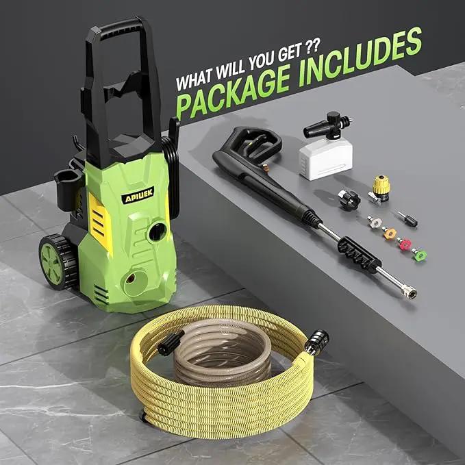 Electric High Pressure Washer - Portable Washer with 23 FT Water Outlet & 6.6 FT Inlet Hose, Steel Spray Wand, Foam-Adjustable Cannon,4 Nozzle Set, Cleans Car/Patio/Fence/Window, 3800PSI 2.4GPM by GreenHaven Gardens