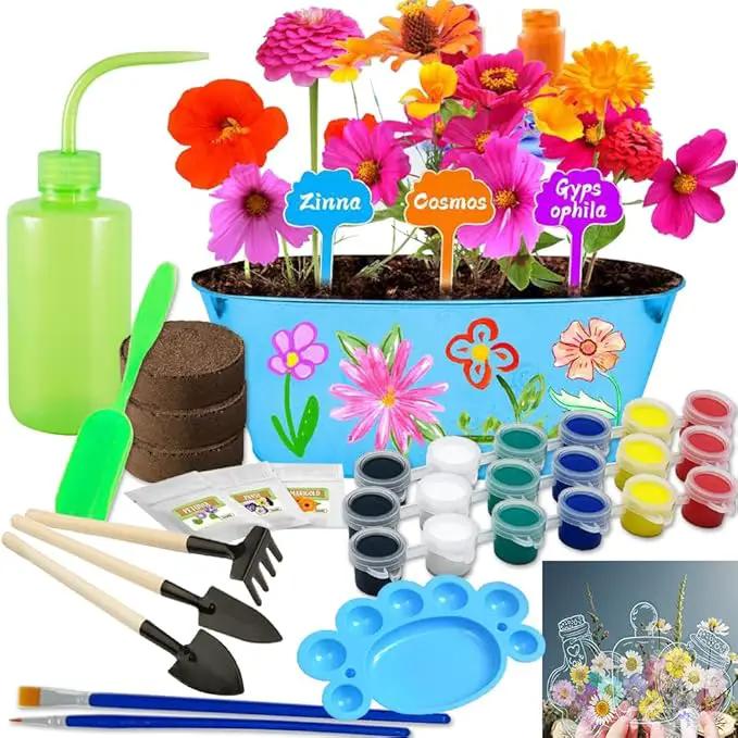 IELEK Paint & Plant Growing Flower Garden Kit for Kids - Arts and Crafts Gardening Set Easter Gifts Kit for Girls & Boys Ages 5, 6, 7, 8, 9, 10, 11 & 12 Year Old by GreenHaven Gardens