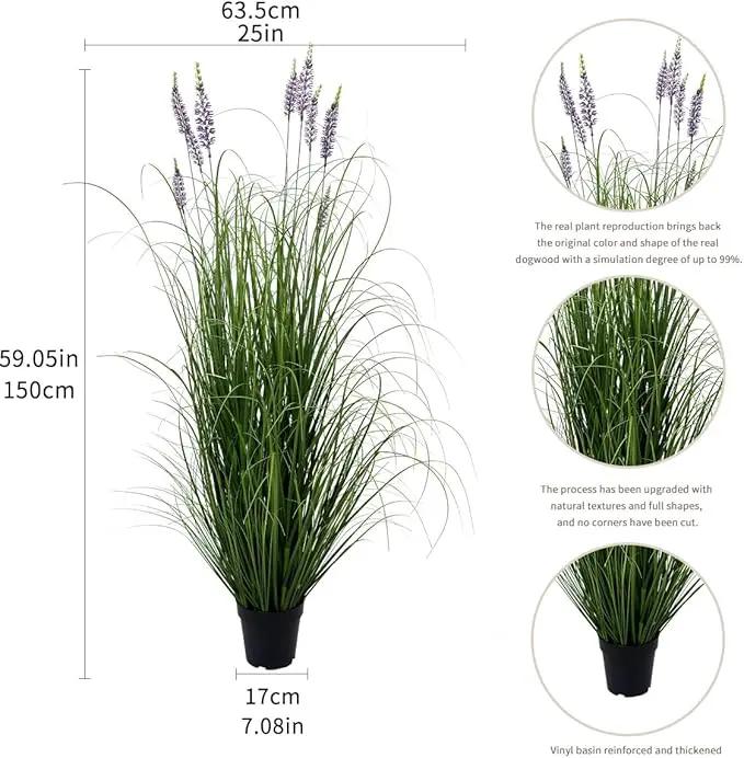 Artificial Plant 5ft Tall Artificial Lavender Plant,Faux Plants Indoor Home Decorative Artificial Plants & Flowers in Pot Fake Plant, House Plant Indoor by GreenHaven Gardens